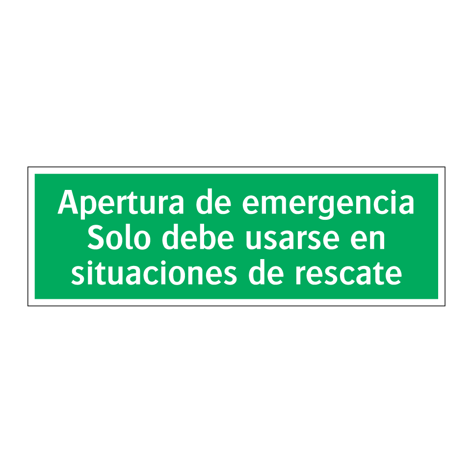 Apertura de emergencia Solo debe usarse en situaciones de rescate