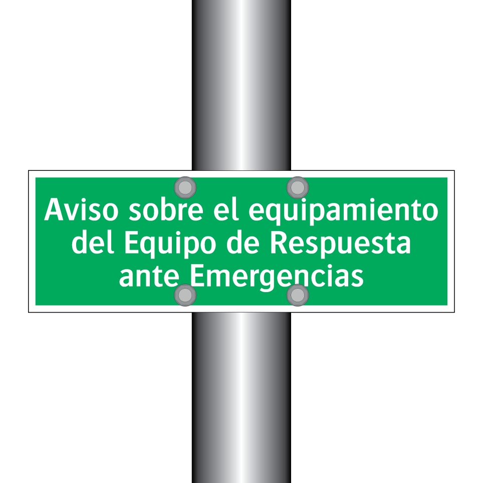 Aviso sobre el equipamiento del Equipo de Respuesta ante Emergencias