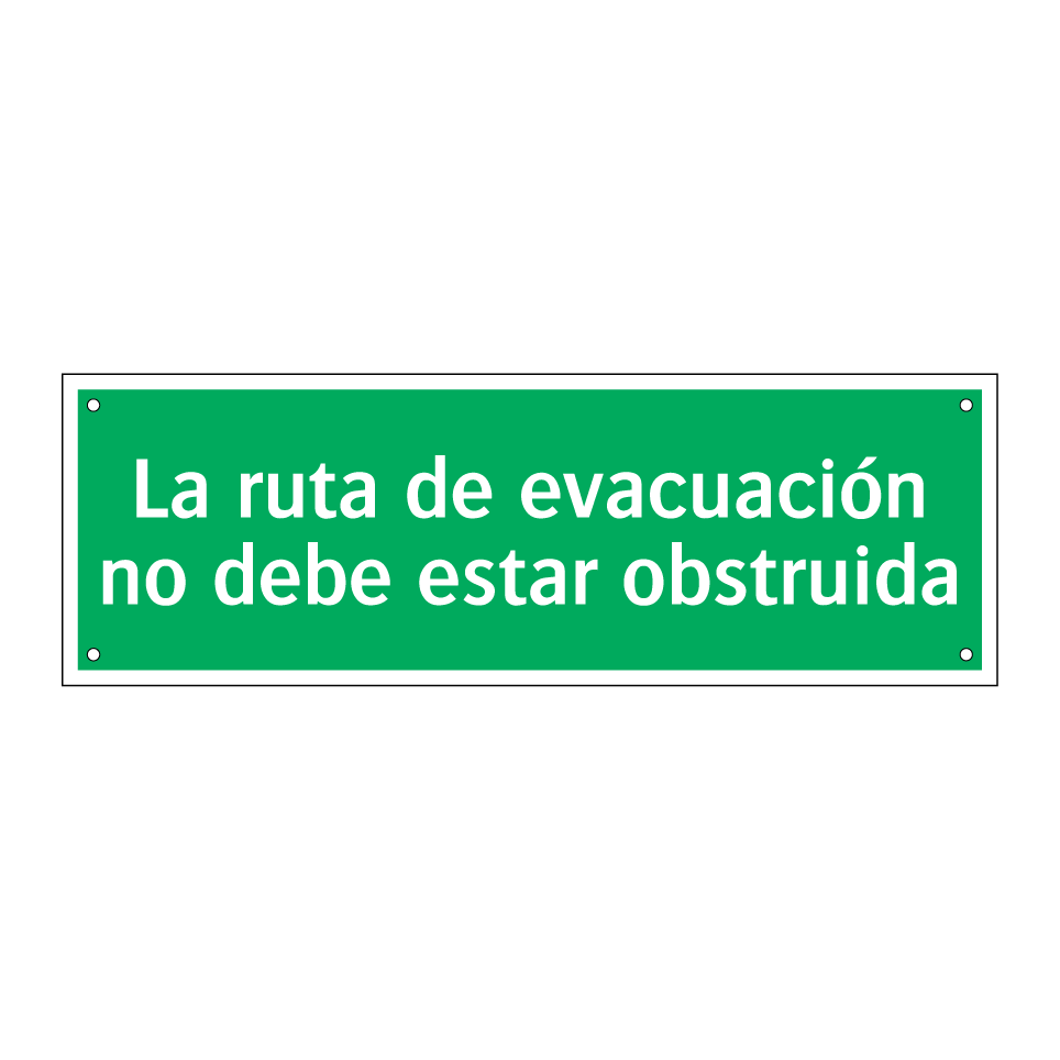 La ruta de evacuación no debe estar obstruida