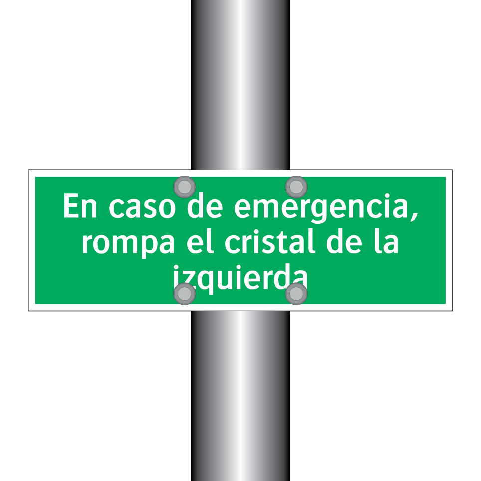 En caso de emergencia, rompa el cristal de la izquierda