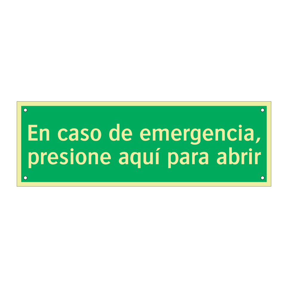 En caso de emergencia, presione aquí para abrir