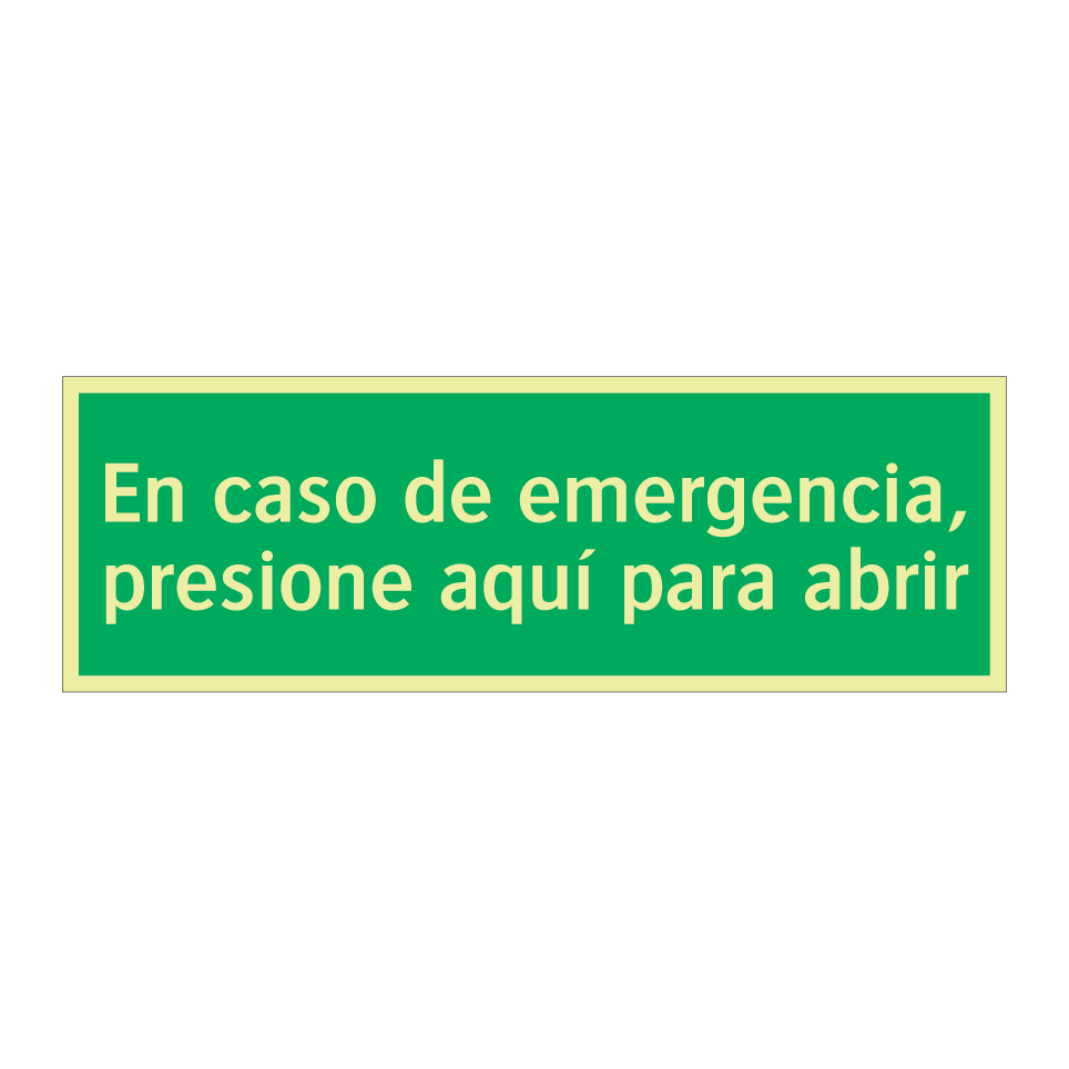 En caso de emergencia, presione aquí para abrir