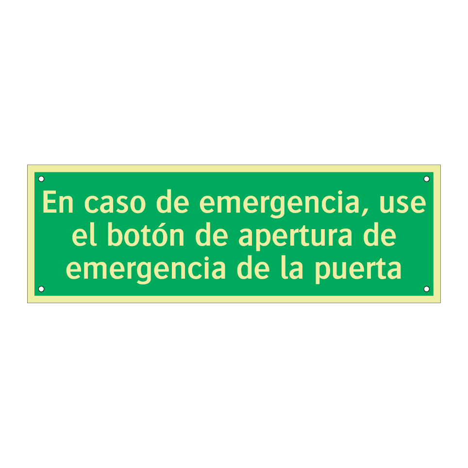 En caso de emergencia, use el botón de apertura de emergencia de la puerta