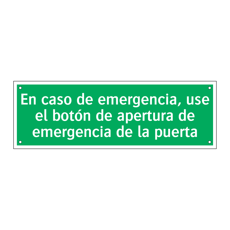 En caso de emergencia, use el botón de apertura de emergencia de la puerta