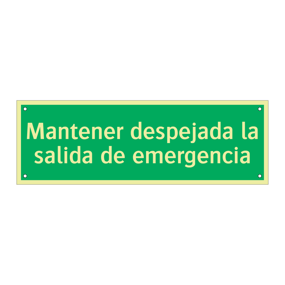 Mantener despejada la salida de emergencia