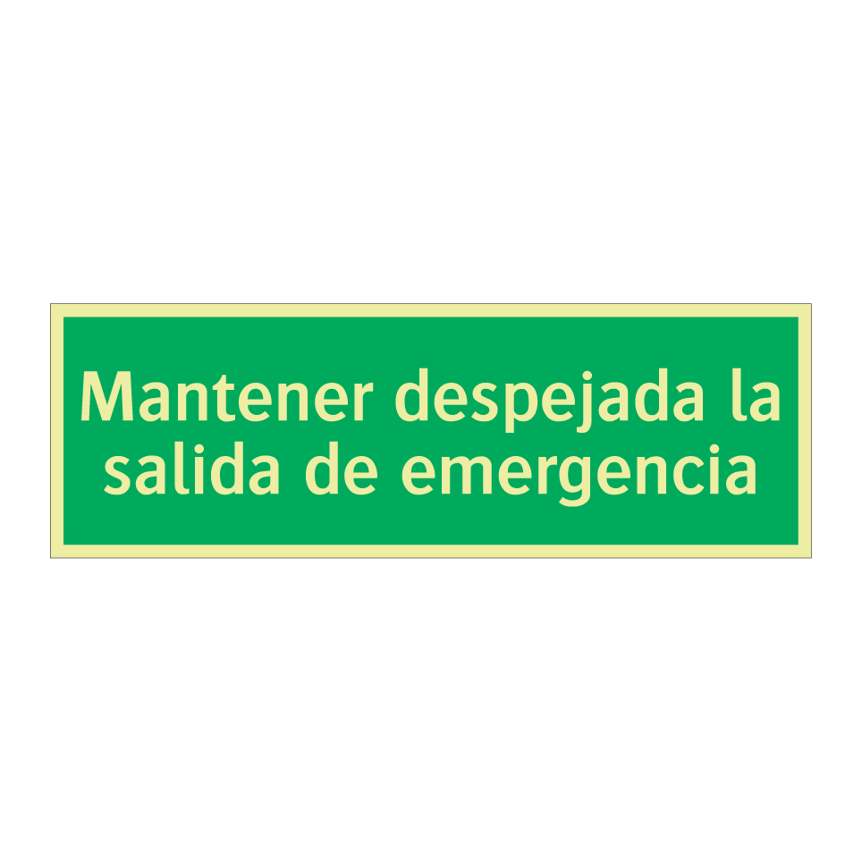 Mantener despejada la salida de emergencia