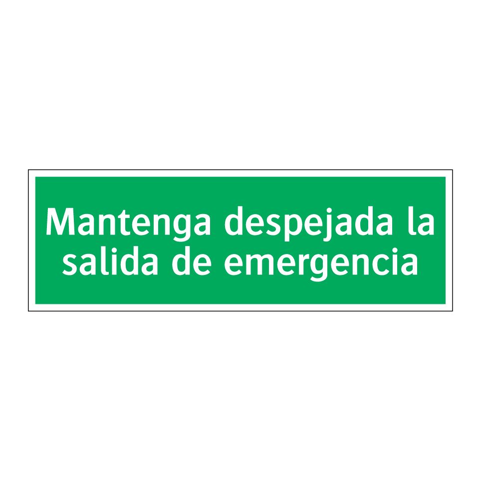 Mantenga despejada la salida de emergencia