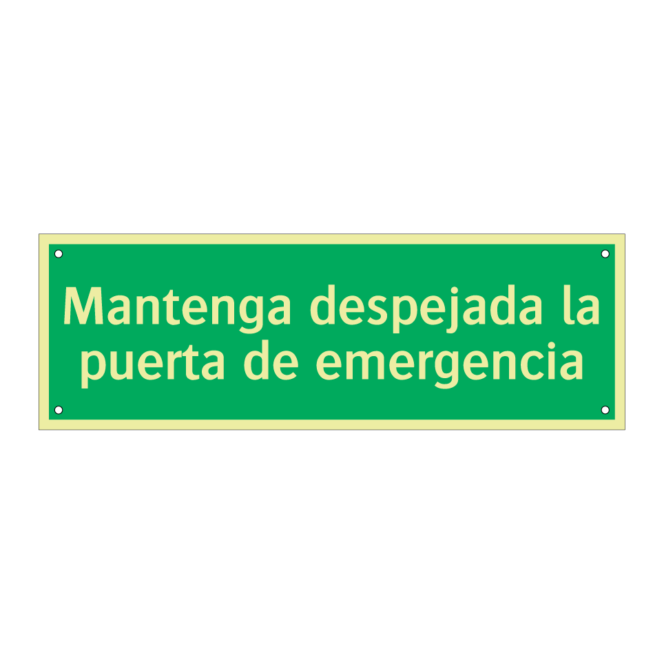 Mantenga despejada la puerta de emergencia