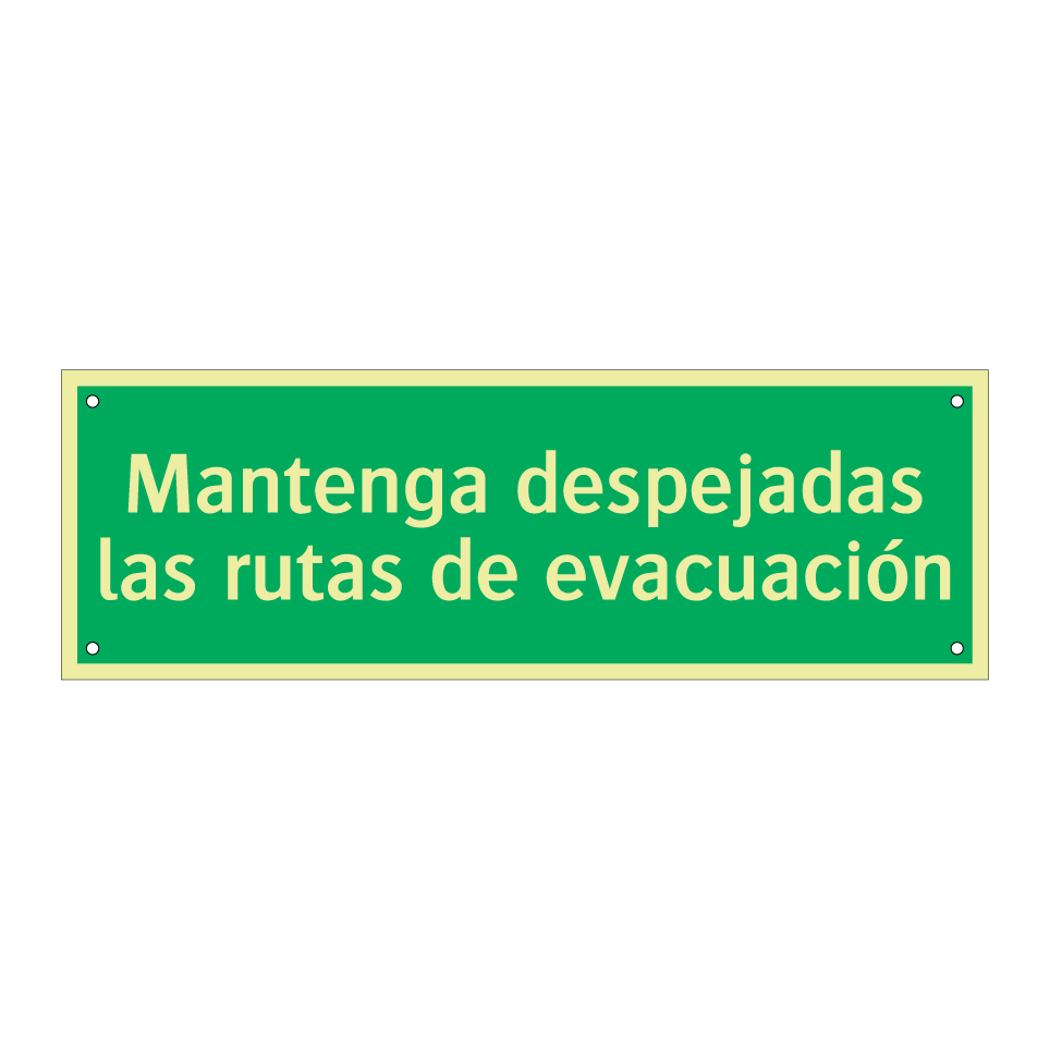 Mantenga despejadas las rutas de evacuación