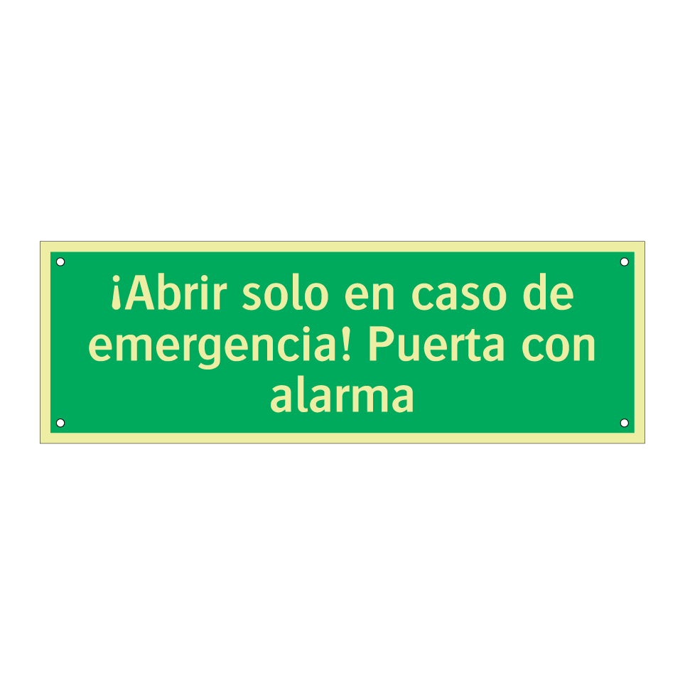 ¡Abrir solo en caso de emergencia! Puerta con alarma