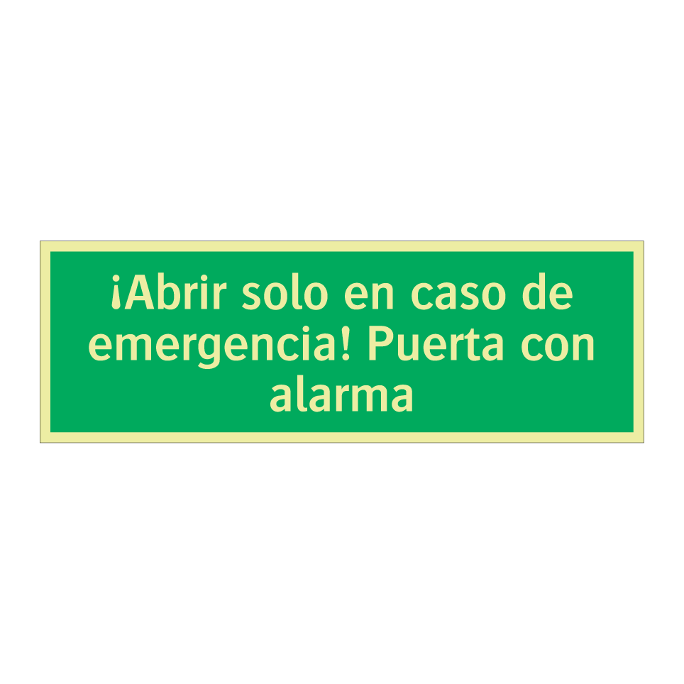 ¡Abrir solo en caso de emergencia! Puerta con alarma