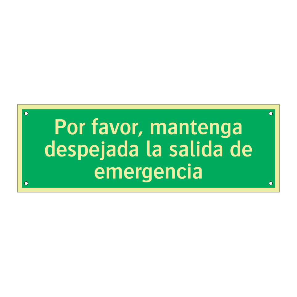 Por favor, mantenga despejada la salida de emergencia