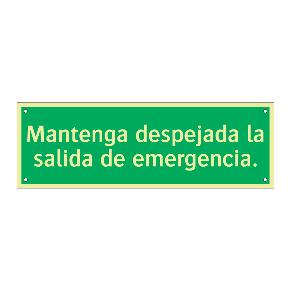 Mantenga despejada la salida de emergencia.