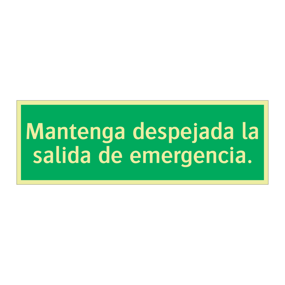 Mantenga despejada la salida de emergencia.