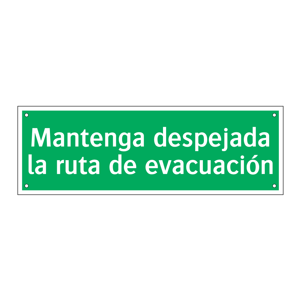 Mantenga despejada la ruta de evacuación