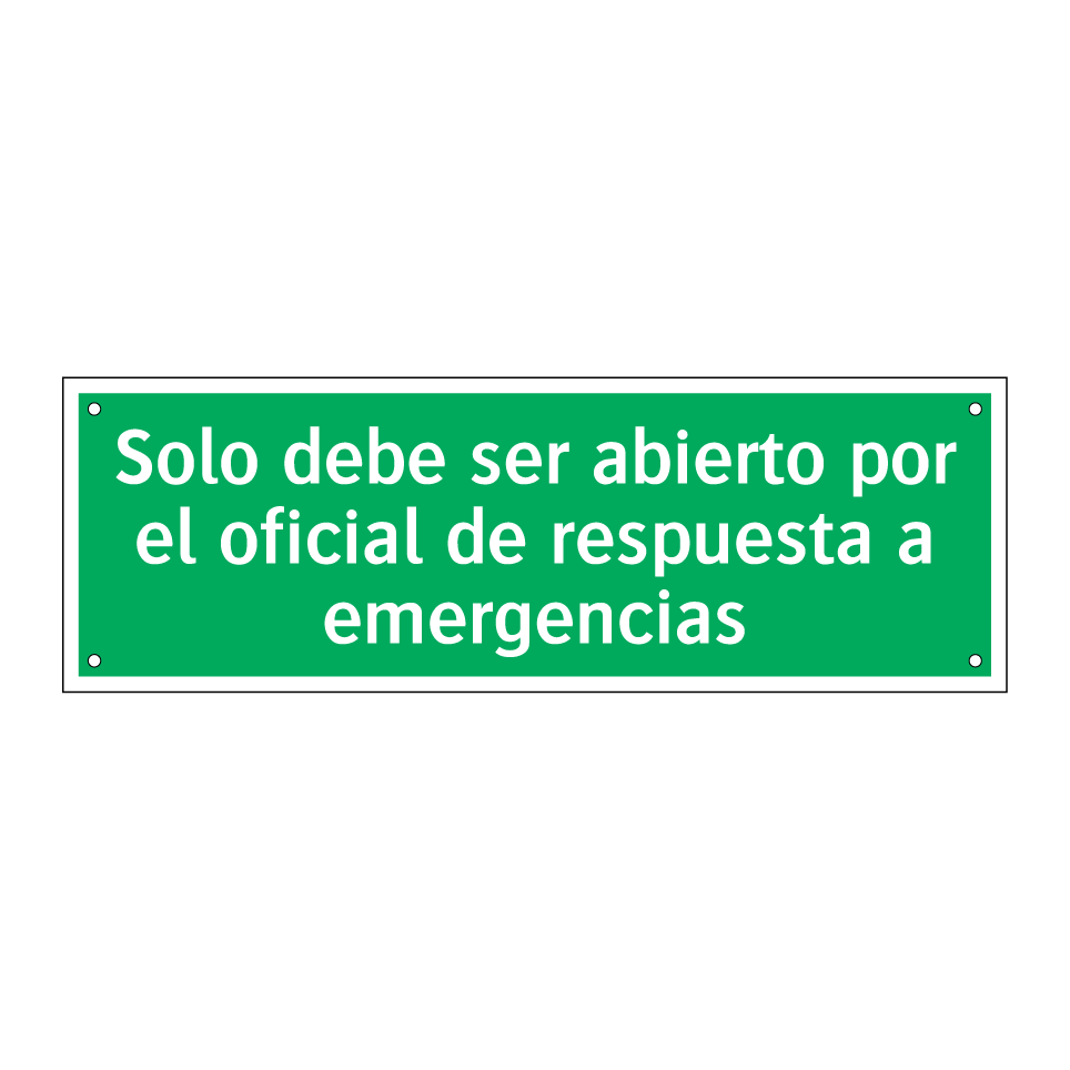 Solo debe ser abierto por el oficial de respuesta a emergencias
