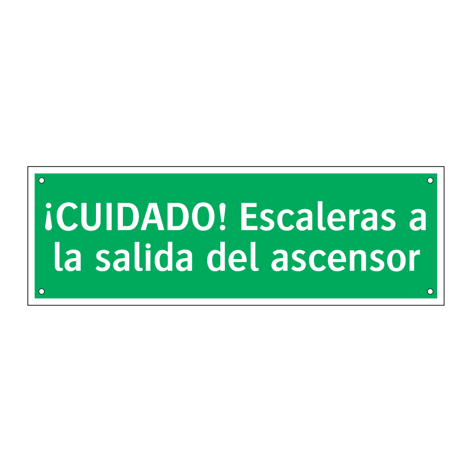 ¡CUIDADO! Escaleras a la salida del ascensor