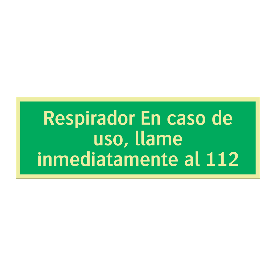 Respirador En caso de uso, llame inmediatamente al 112