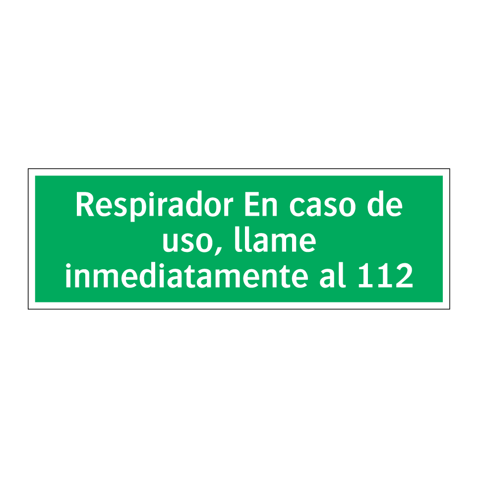 Respirador En caso de uso, llame inmediatamente al 112