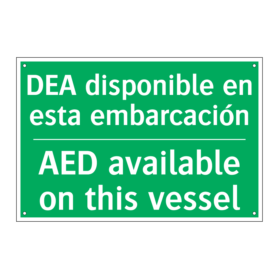 DEA disponible en esta /.../ - AED available on this vessel