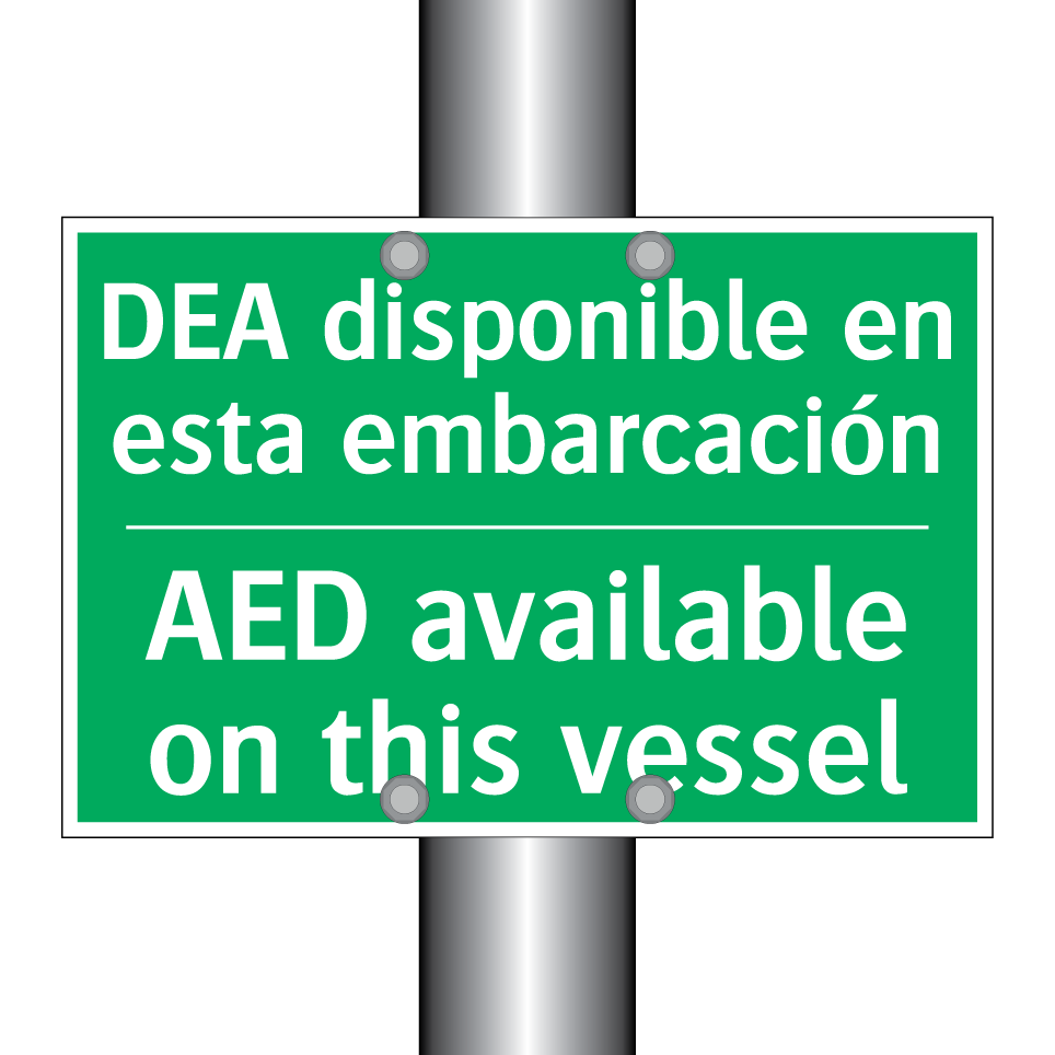 DEA disponible en esta /.../ - AED available on this vessel