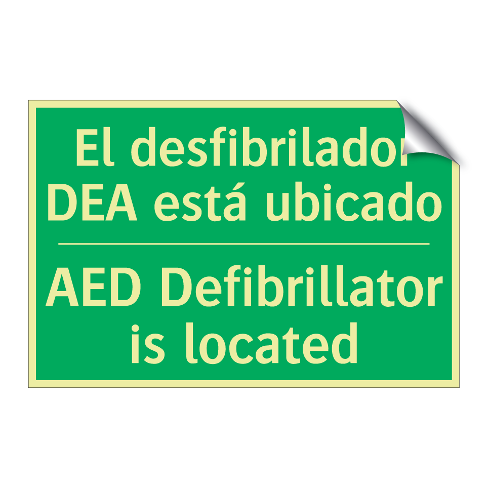 El desfibrilador DEA está /.../ - AED Defibrillator is located
