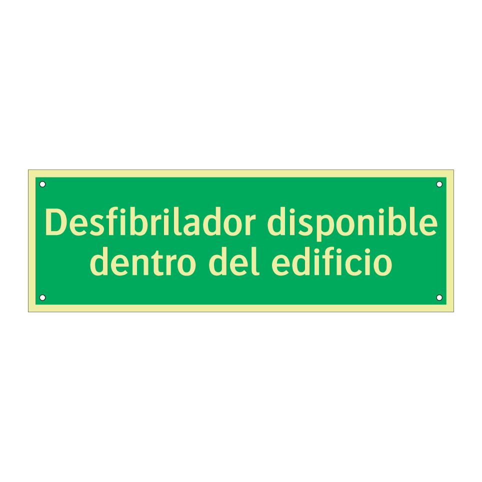 Desfibrilador disponible dentro del edificio