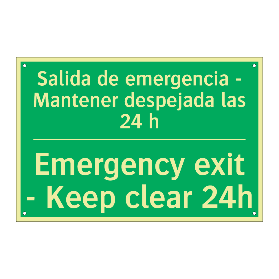Salida de emergencia - /.../ - Emergency exit - Keep clear /.../