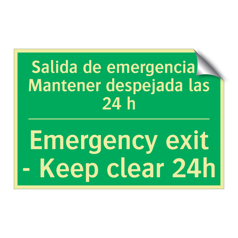 Salida de emergencia - /.../ - Emergency exit - Keep clear /.../