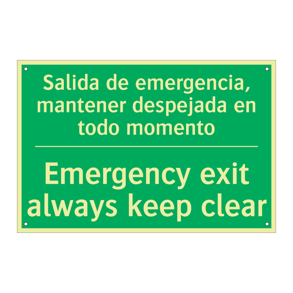 Salida de emergencia, /.../ - Emergency exit always keep /.../