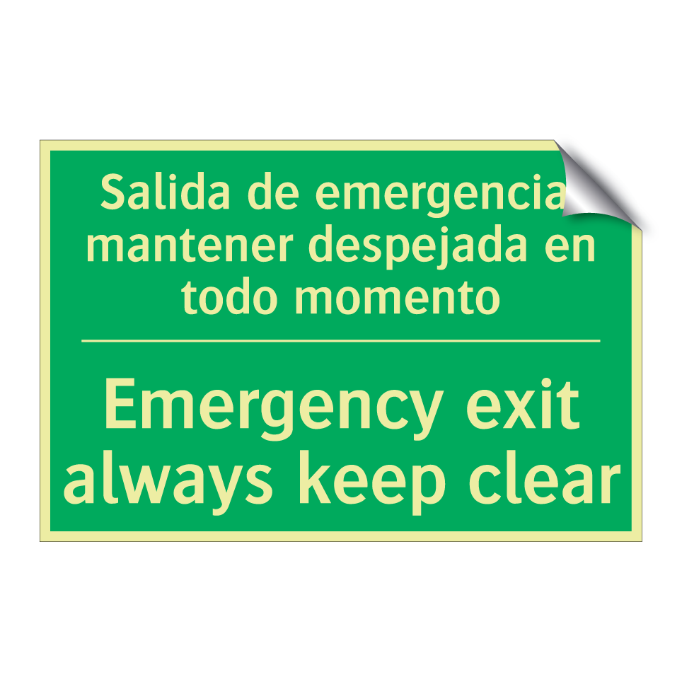 Salida de emergencia, /.../ - Emergency exit always keep /.../