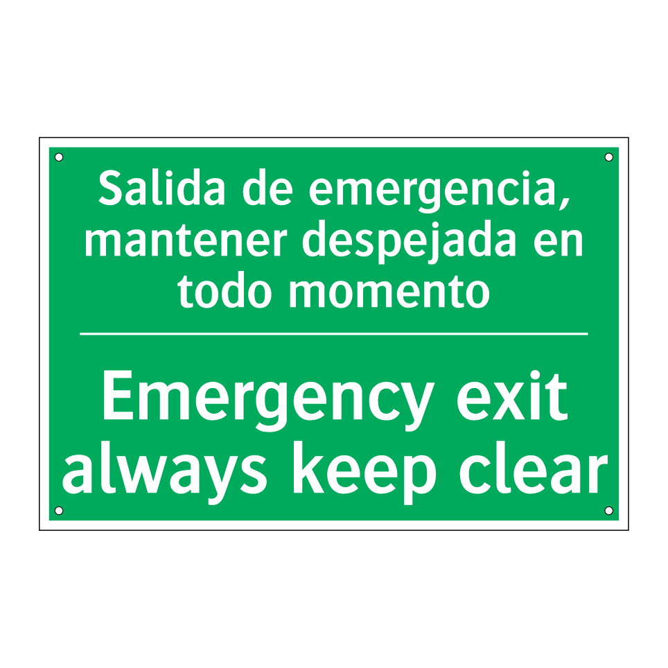 Salida de emergencia, /.../ - Emergency exit always keep /.../