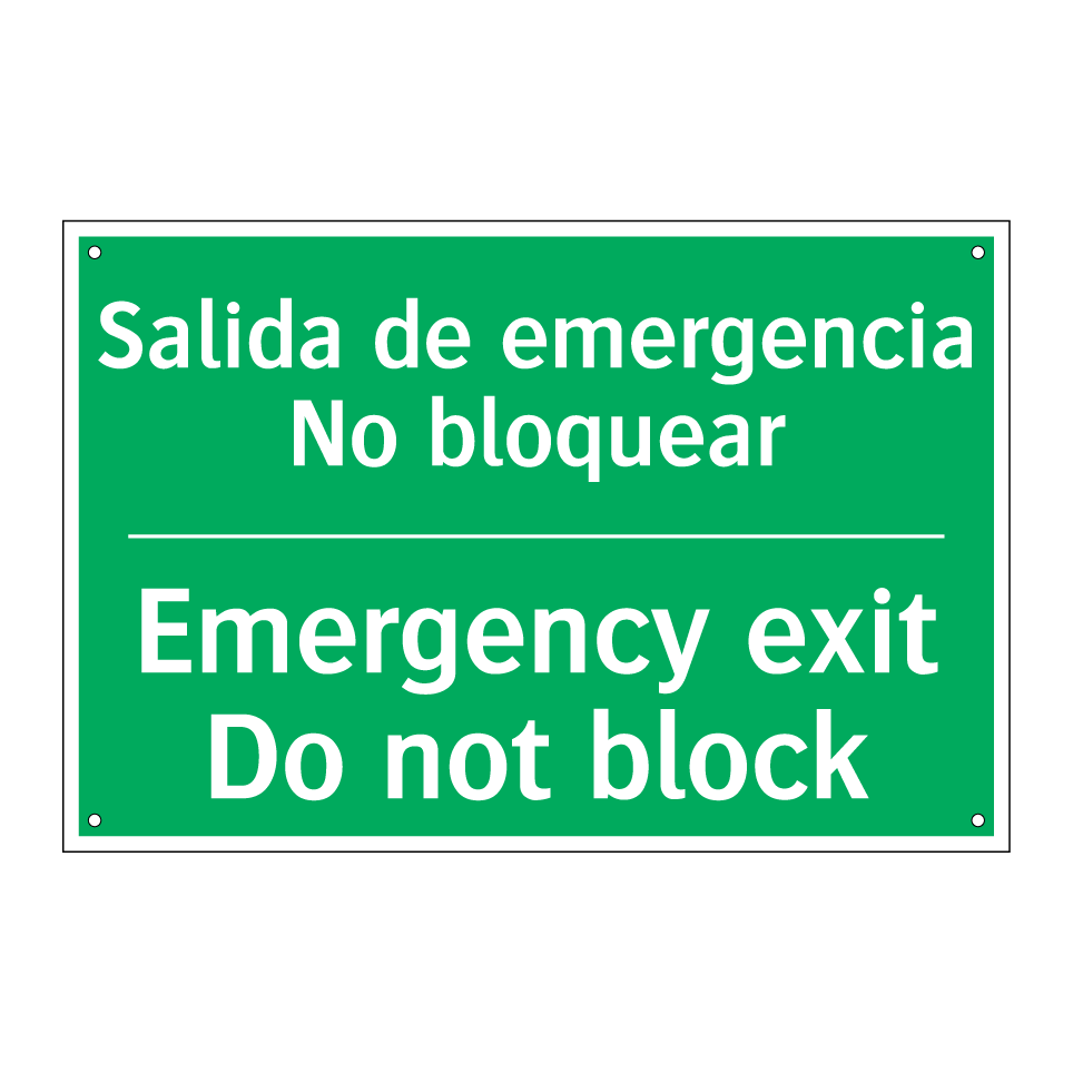Salida de emergencia /.../ - Emergency exit Do not block