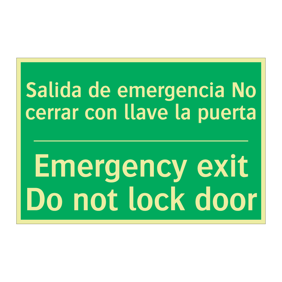 Salida de emergencia No /.../ - Emergency exit Do not lock /.../