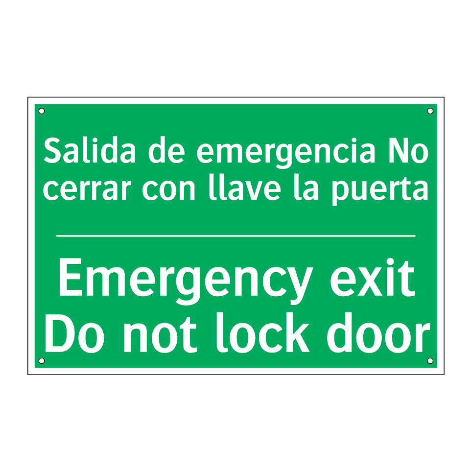 Salida de emergencia No /.../ - Emergency exit Do not lock /.../