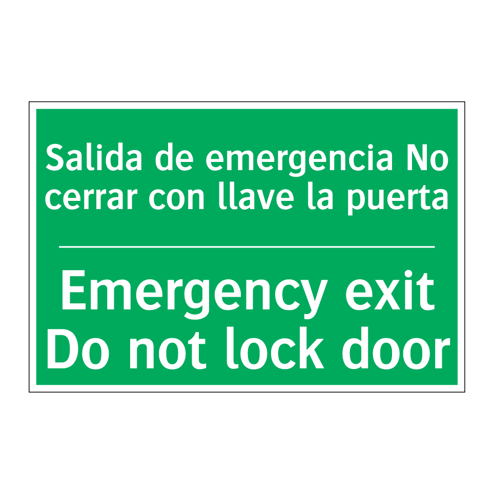 Salida de emergencia No /.../ - Emergency exit Do not lock /.../