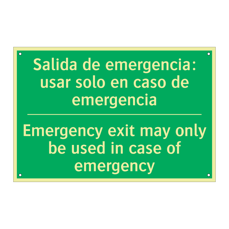 Salida de emergencia: usar /.../ - Emergency exit may only be /.../