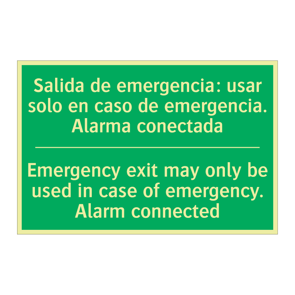 Salida de emergencia: usar /.../ - Emergency exit may only be /.../