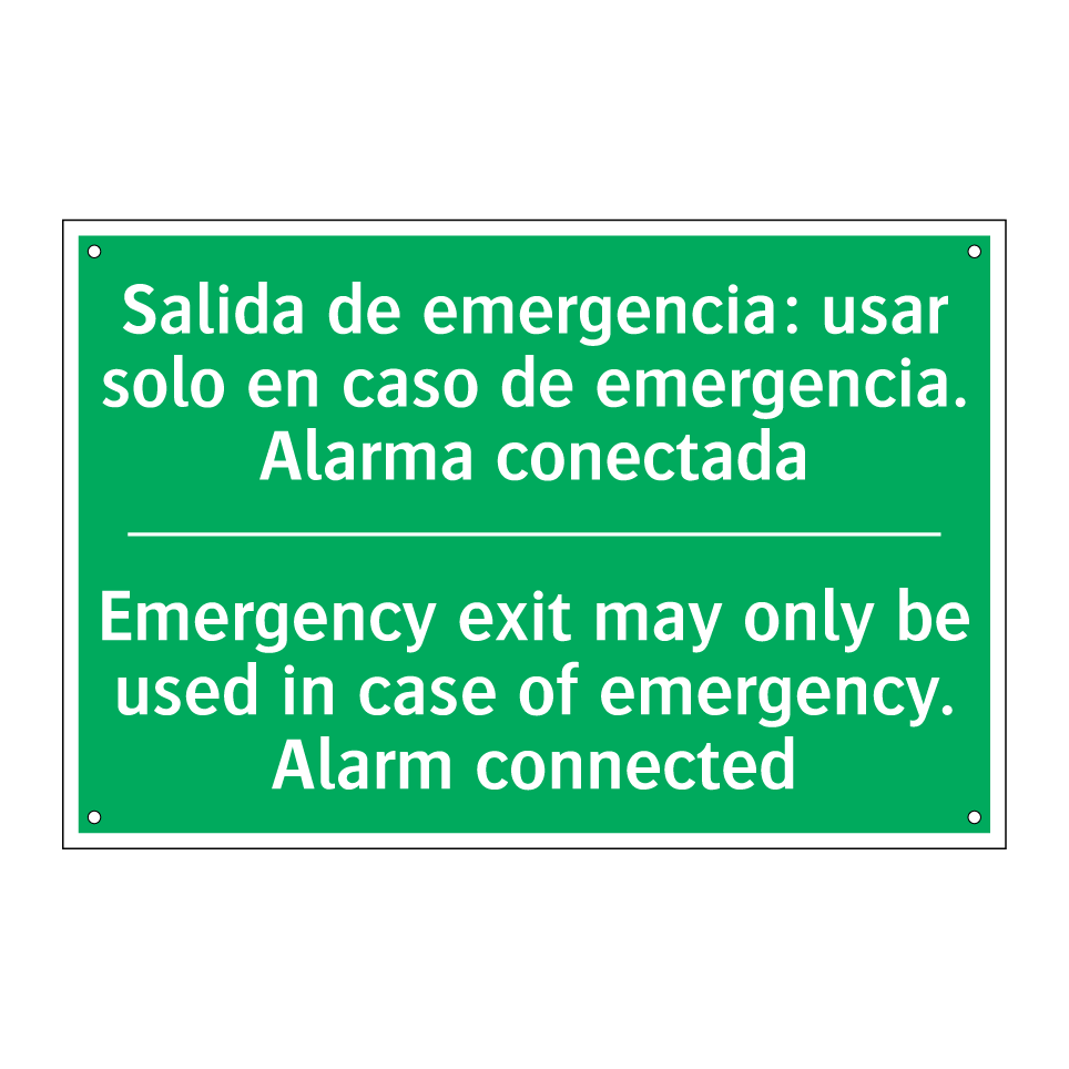 Salida de emergencia: usar /.../ - Emergency exit may only be /.../