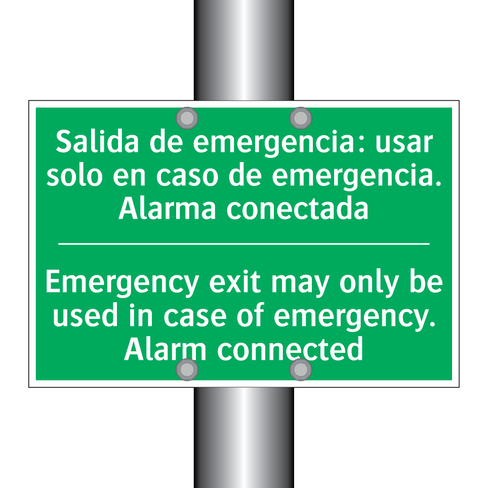 Salida de emergencia: usar /.../ - Emergency exit may only be /.../