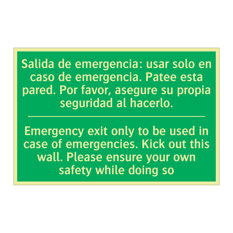 Salida de emergencia: usar /.../ - Emergency exit only to be /.../