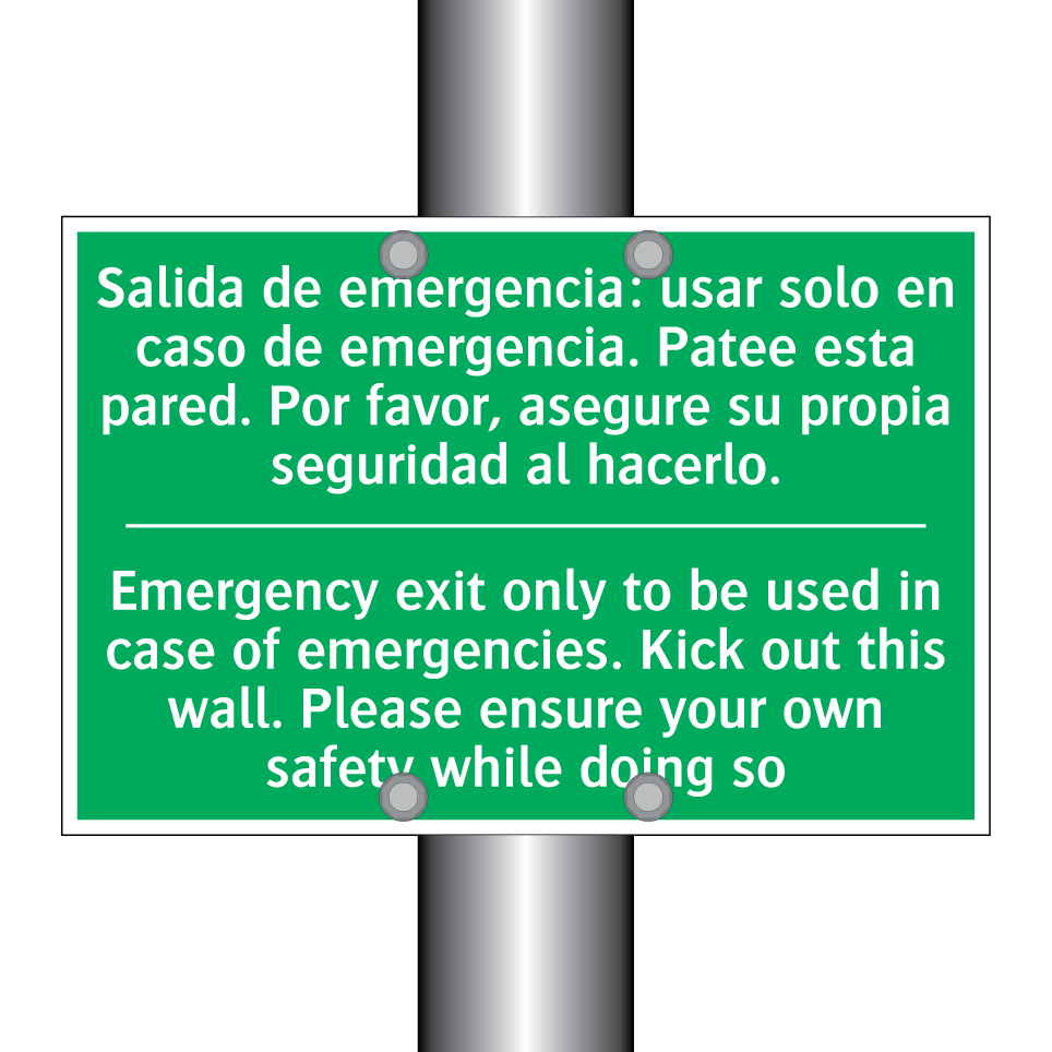 Salida de emergencia: usar /.../ - Emergency exit only to be /.../