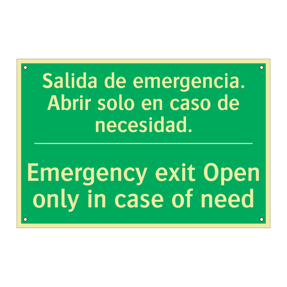 Salida de emergencia. Abrir /.../ - Emergency exit Open only in /.../