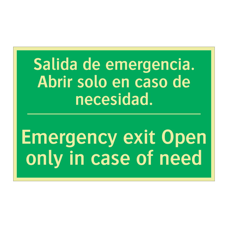 Salida de emergencia. Abrir /.../ - Emergency exit Open only in /.../