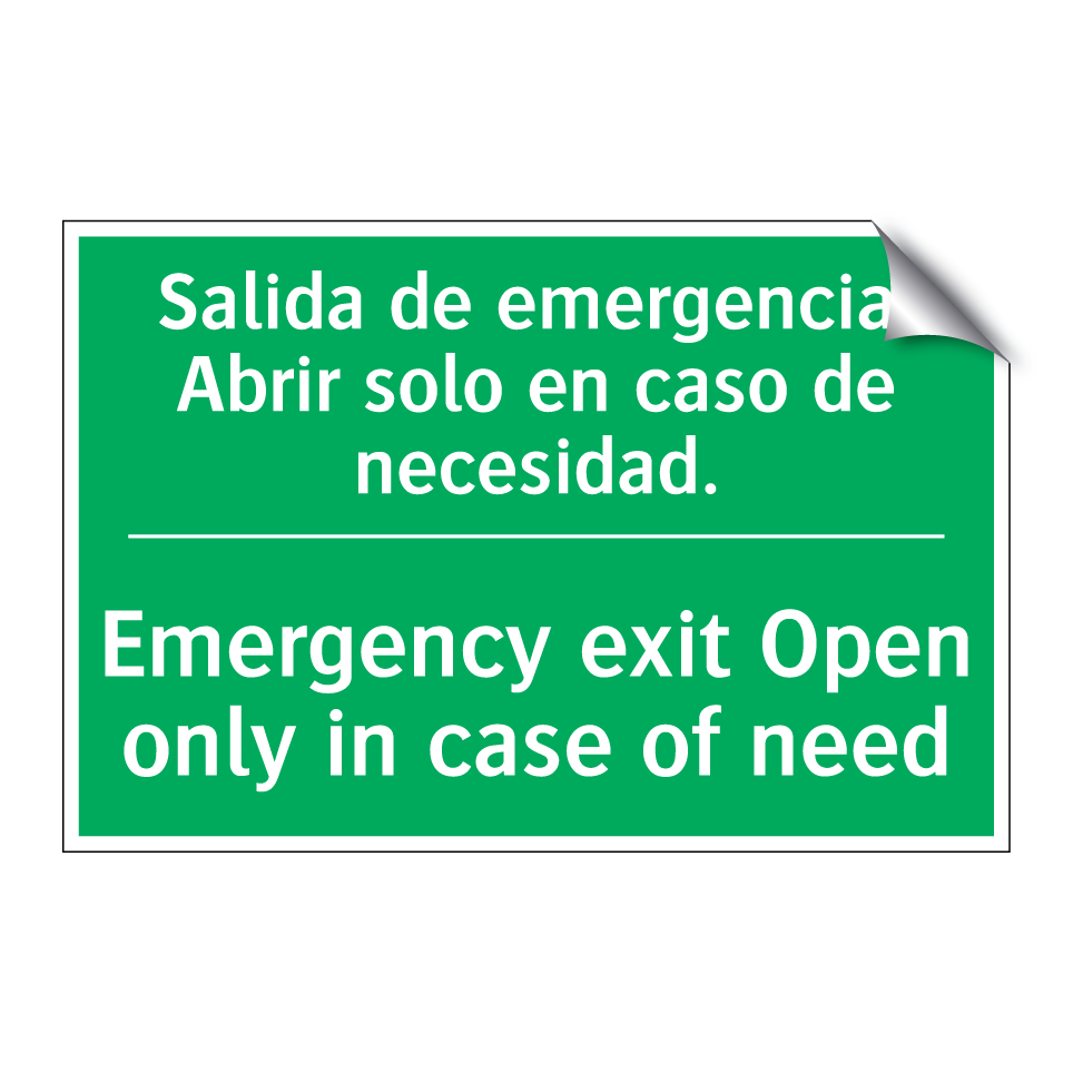 Salida de emergencia. Abrir /.../ - Emergency exit Open only in /.../