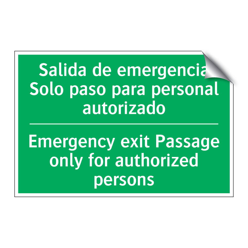 Salida de emergencia Solo /.../ - Emergency exit Passage only /.../