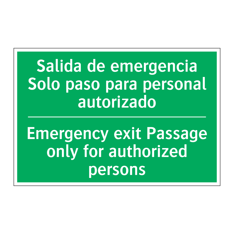 Salida de emergencia Solo /.../ - Emergency exit Passage only /.../