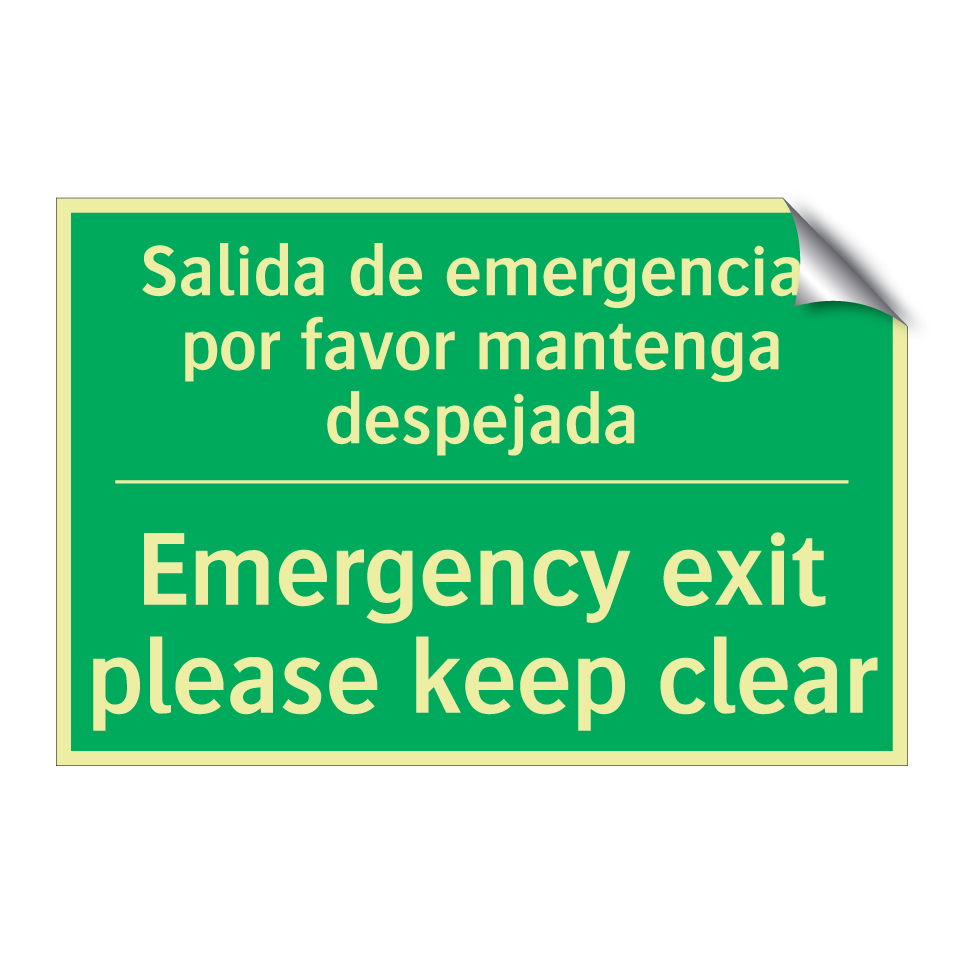 Salida de emergencia, por /.../ - Emergency exit please keep /.../