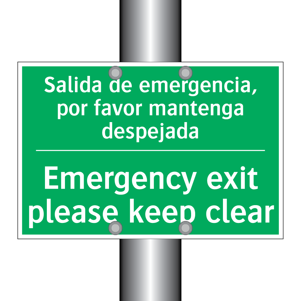 Salida de emergencia, por /.../ - Emergency exit please keep /.../