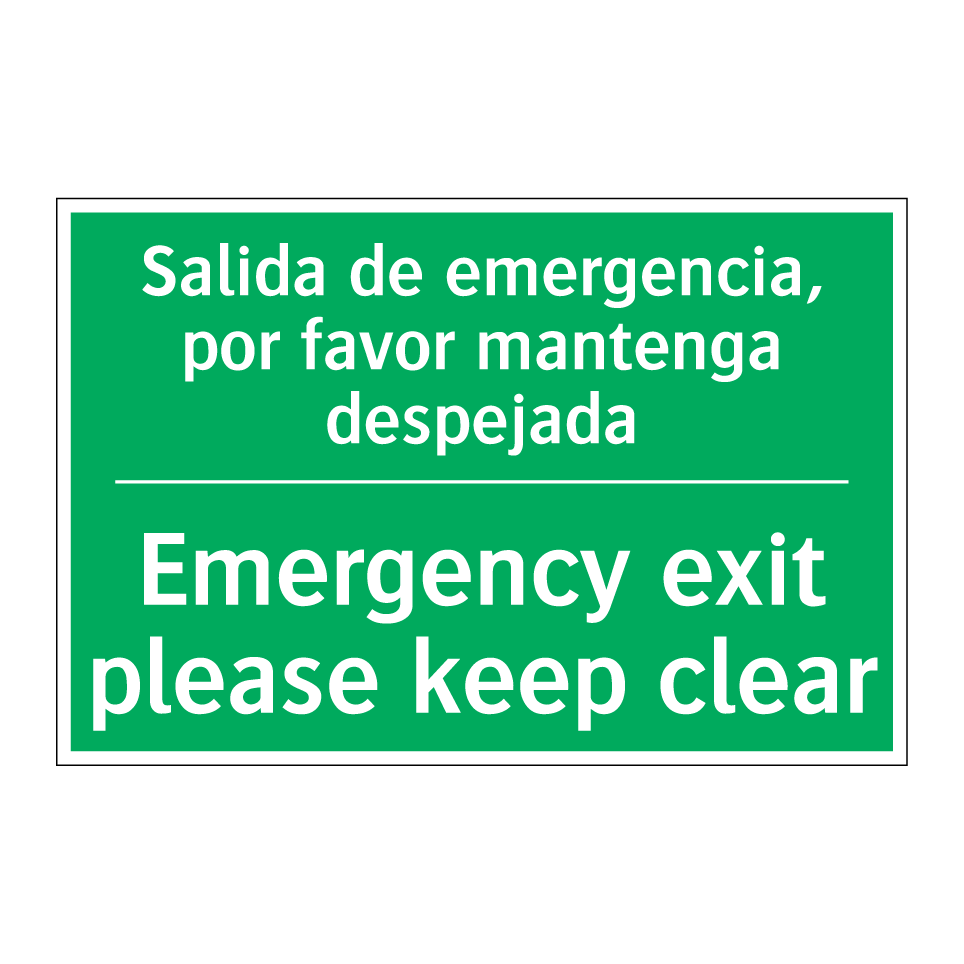 Salida de emergencia, por /.../ - Emergency exit please keep /.../